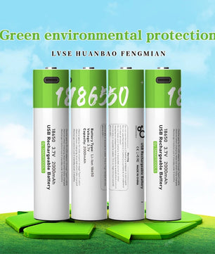 2x 18650 3.7V 2000mAh Type-C Lithium Rechargeable Battery