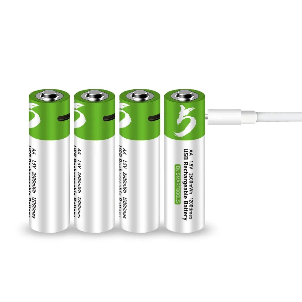2x AA 1.5V 2600mWh Rechargeable Type-C Battery بطاريات شحن تايب سي