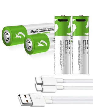 2x AA 1.5V 2600mWh Rechargeable Type-C Battery بطاريات شحن تايب سي