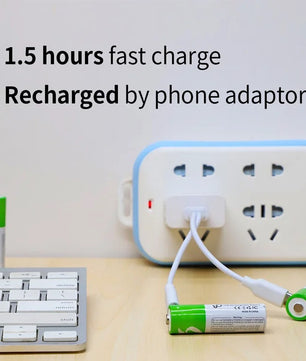 2x AA 1.5V 2600mWh Rechargeable Type-C Battery بطاريات شحن تايب سي