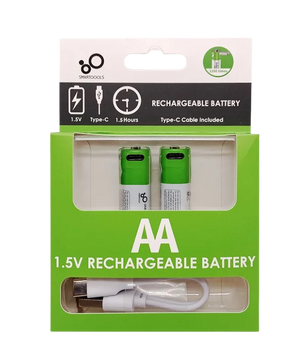 2x AA 1.5V 2600mWh Rechargeable Type-C Battery بطاريات شحن تايب سي
