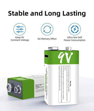 9V 650mAh Type-C Rechargeable Battery