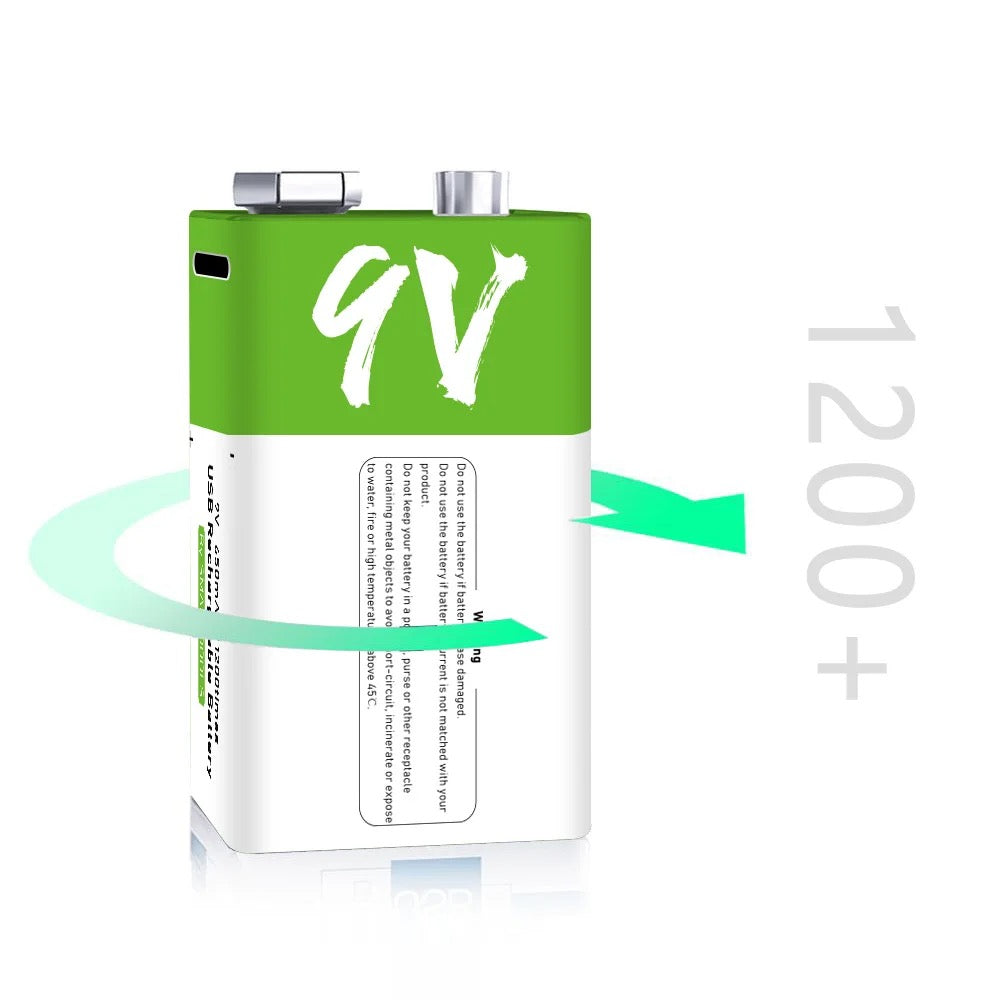 9V 650mAh Type-C Rechargeable Battery بطارية شحن تايب سي