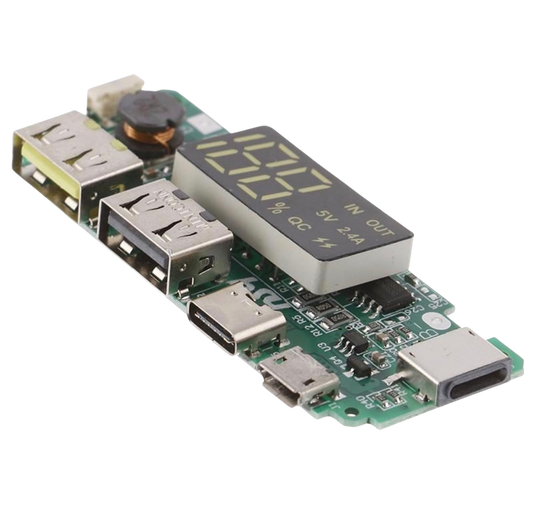 5V 2.4A Dual USB + Type-C + Micro + Lightning/Apple USB Power Bank With LED Display 18650 Charger Board