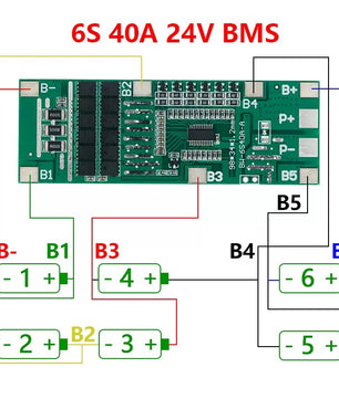 BMS 6S 40A 22V/24V Lithium Battery Charger لوحة شحن ستة خلايا