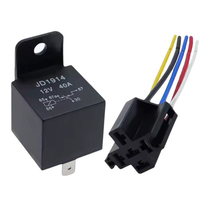 JD1914 12V 40A 5Pin Relay + Harness Socket ريلي مع قاعدة