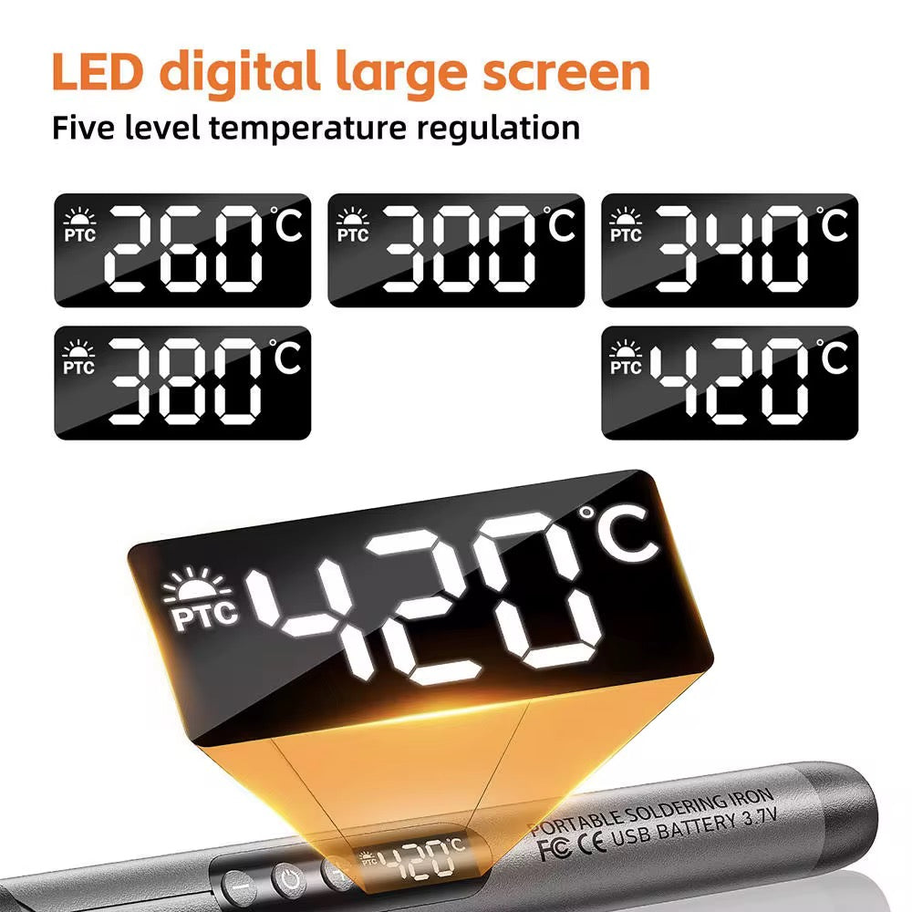 5V C200L Portable Cordless LCD Soldering Iron كاوية لحام شحن محمولة