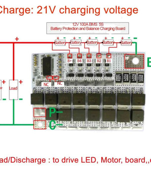 BMS 5S 100A 21v lithium battery charger
