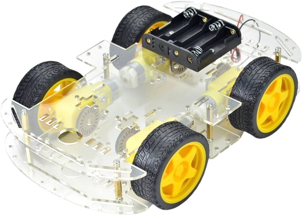 4WD Transparent Double Layer Smart Car Chassis Kit كت سيارة اربع عجلات طبقتين