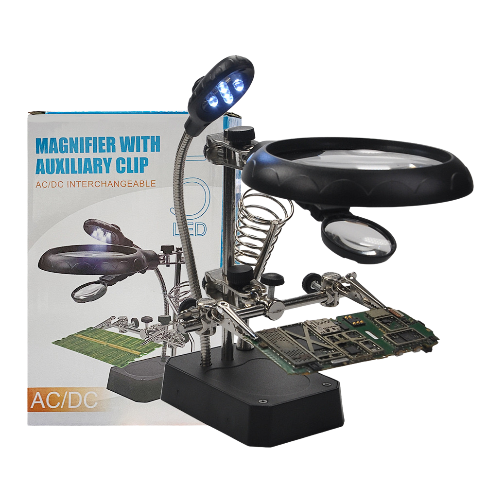5 Led Auxiliary Clips Magnifying Station قاعدة تكبير مع إضائة