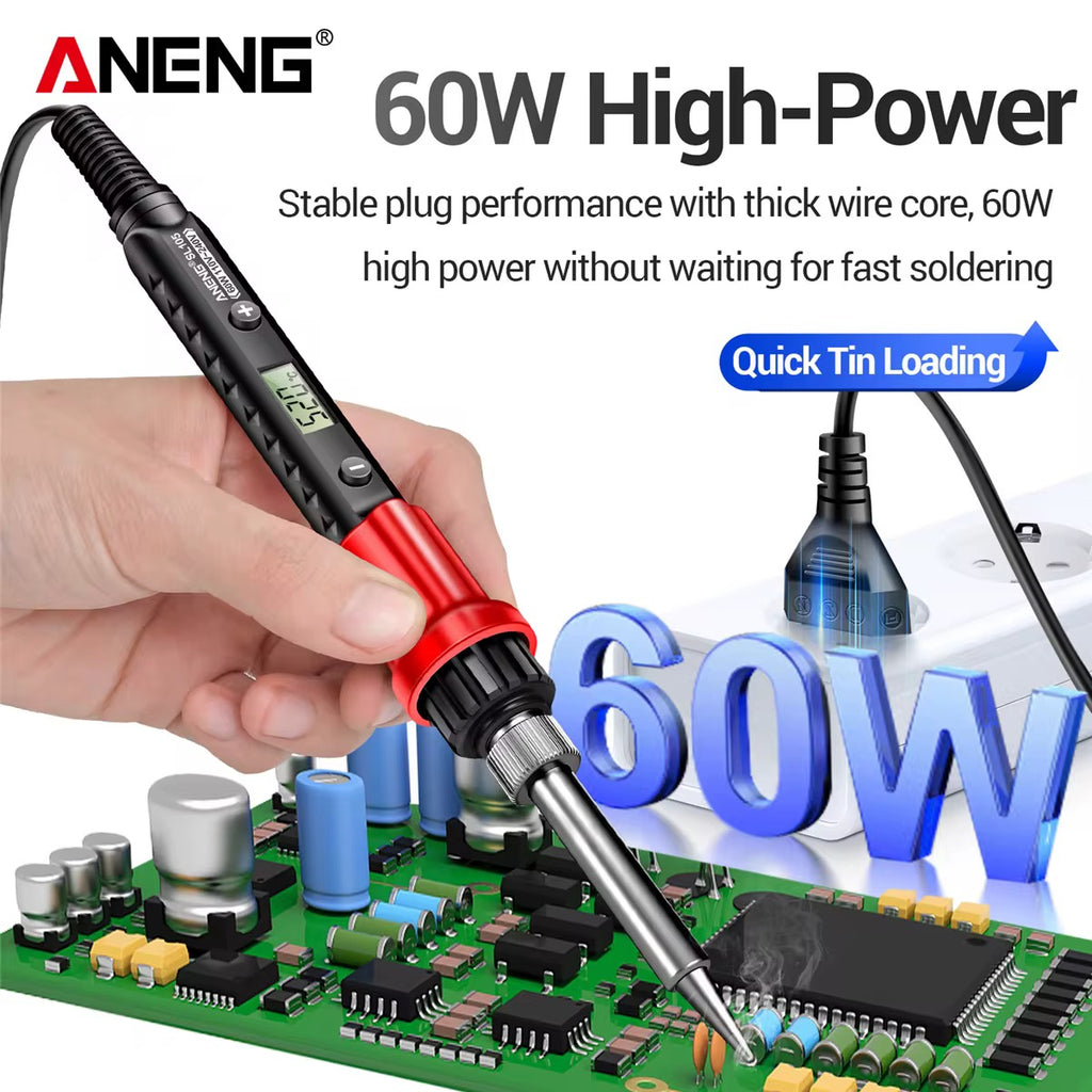 Aneng SL105 60W LCD Adjustable Soldering Iron كاوية لحام متغيرة بالشاشة