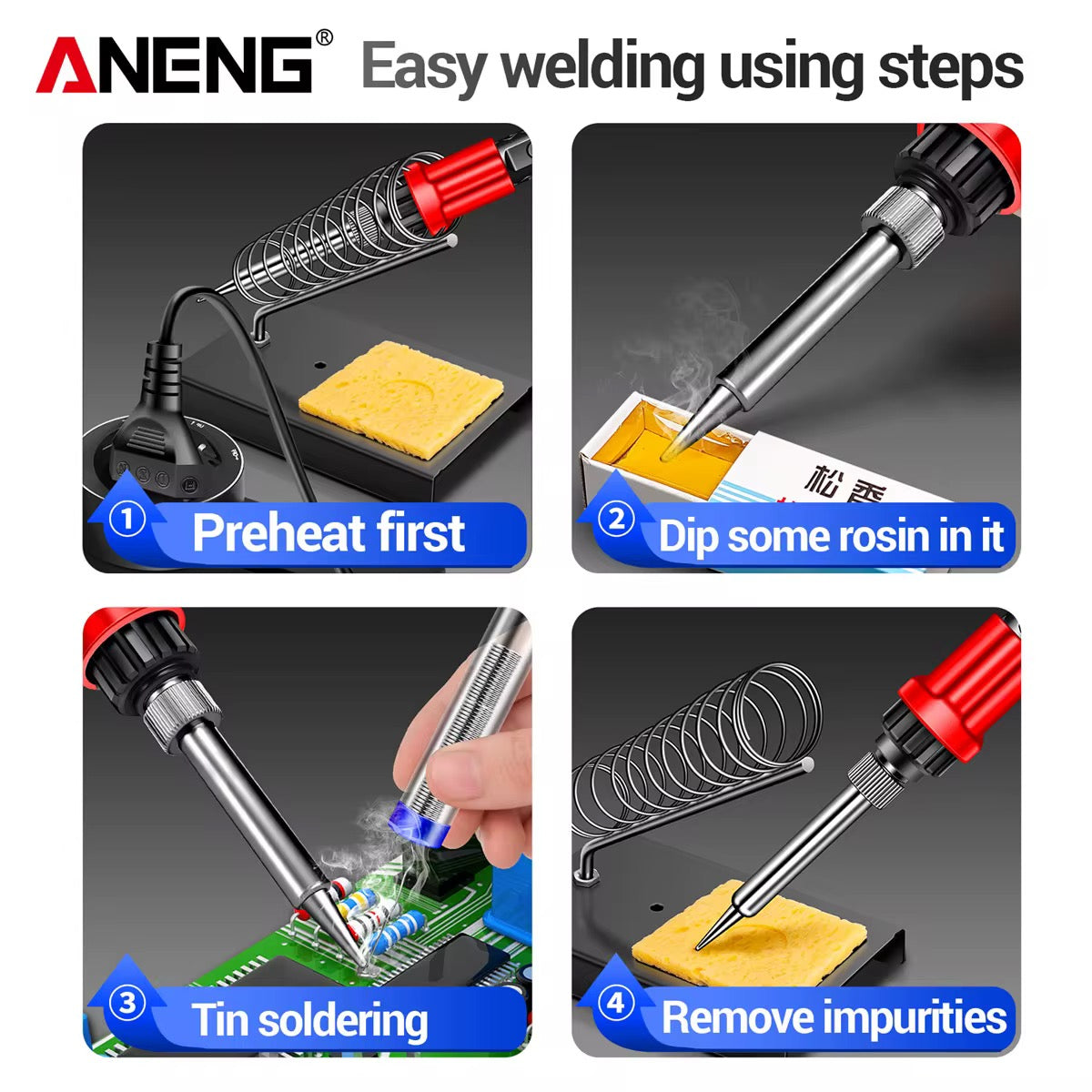 Aneng SL105 60W LCD Adjustable Soldering Iron كاوية لحام متغيرة بالشاشة