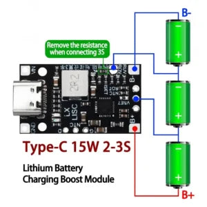 Type-C 2S 3S BMS 15W 1.5A 8.4V/12.6V Lithium battery charging module شاحن بطاريات ليثيوم
