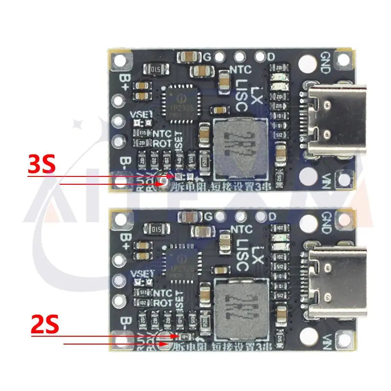Type-C 2S 3S BMS 15W 1.5A 8.4V/12.6V Lithium battery charging module شاحن بطاريات ليثيوم
