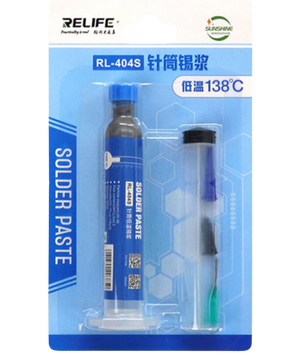 RELIFE RL-404S 138°C 10cc Low Temperature Lead-Free Solder Paste قصدير سائل