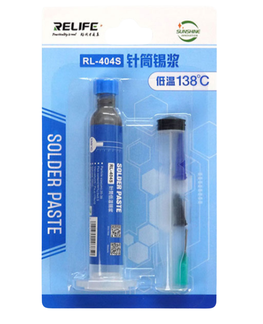 RELIFE RL-404S 138°C 10cc Low Temperature Lead-Free Solder Paste قصدير سائل