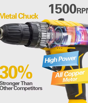 21V Cordless Brushed Drill مجموعة ترابينو متكاملة مع بطارية إضافية