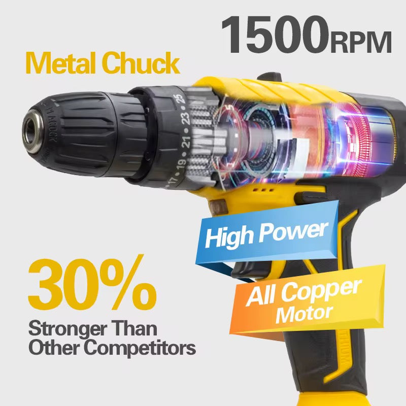 21V Cordless Brushed Drill مجموعة ترابينو متكاملة مع بطارية إضافية