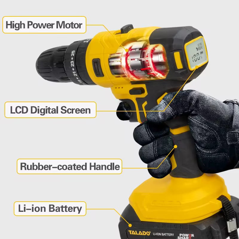 21V Cordless Brushed Drill مجموعة ترابينو متكاملة مع بطارية إضافية