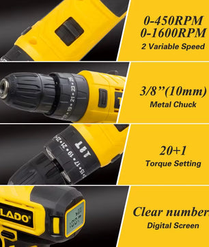 21V Cordless Brushed Drill مجموعة ترابينو متكاملة مع بطارية إضافية