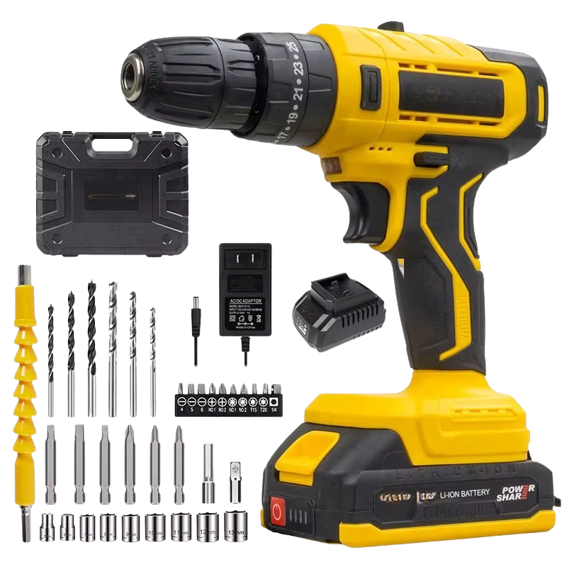 21V Cordless Brushed Drill مجموعة ترابينو متكاملة مع بطارية إضافية