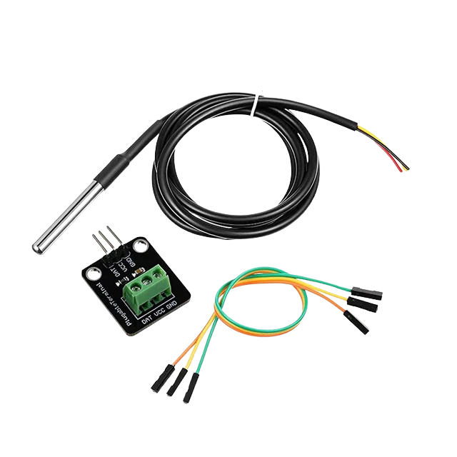 DS18B20 Temperature Sensor Module Kit Waterproof 2M Digital Sensor Cable Stainless Steel Probe + Plugable Terminal حساس حرارة ضد الماء