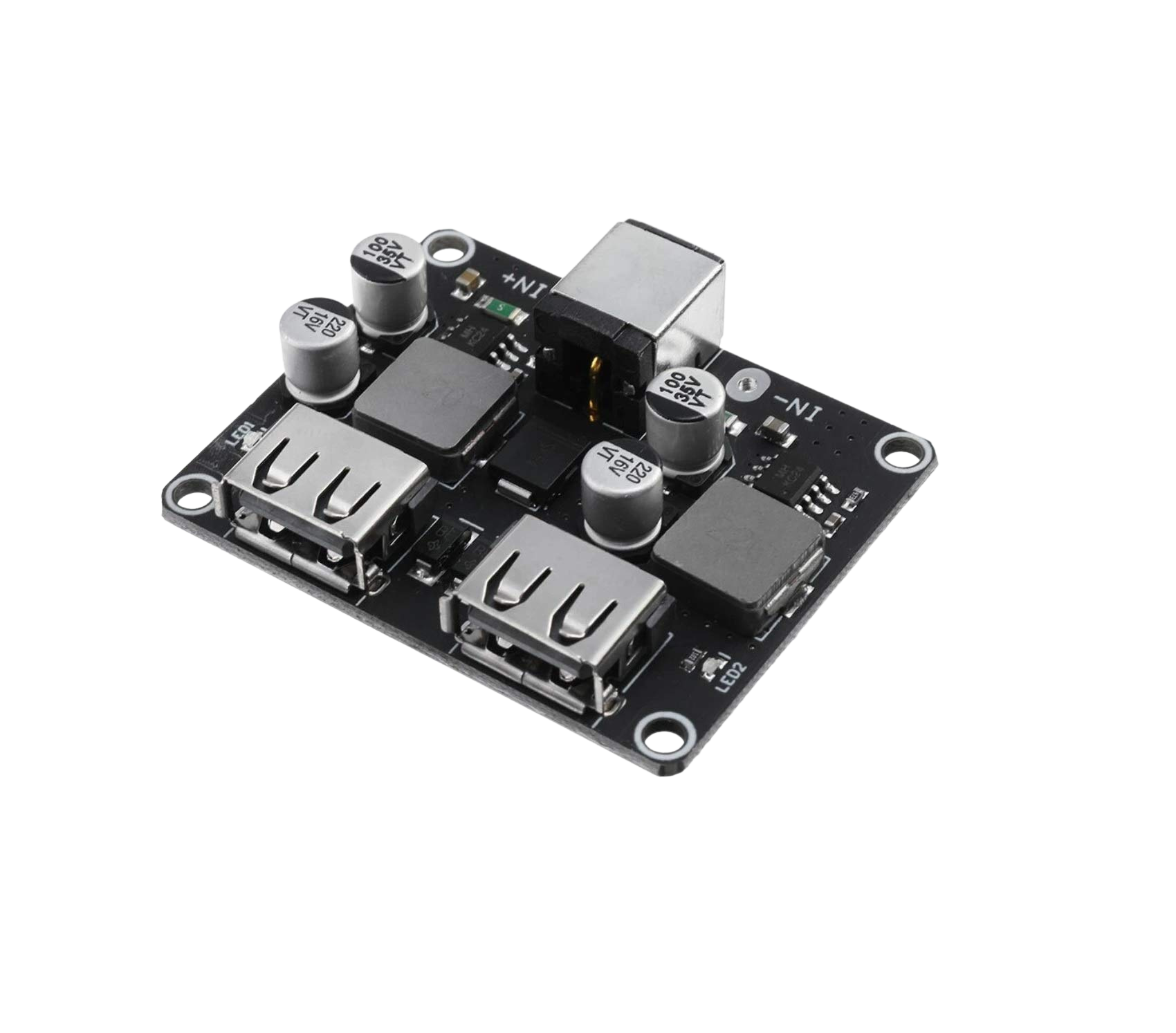 2 Channel USB QC3.0 QC2.0 DC-DC Buck Converter Charging Step Down Module 6-32V To 5V Fast Quick Charger Circuit Board خافض جهد من 6-32 الى 5 و شاحن سريع