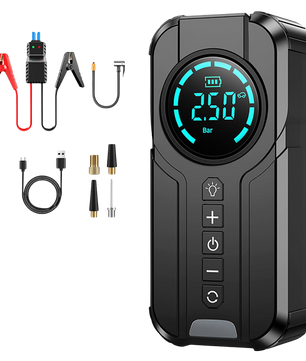 Portable Car Battery Jump Starter with Air Compressor, 1000A 150PSI Peak Jump Starter Battery Pack, 12V Jumper Starter Box باور بانك بطارية سيارة + كمبرسوري هواء