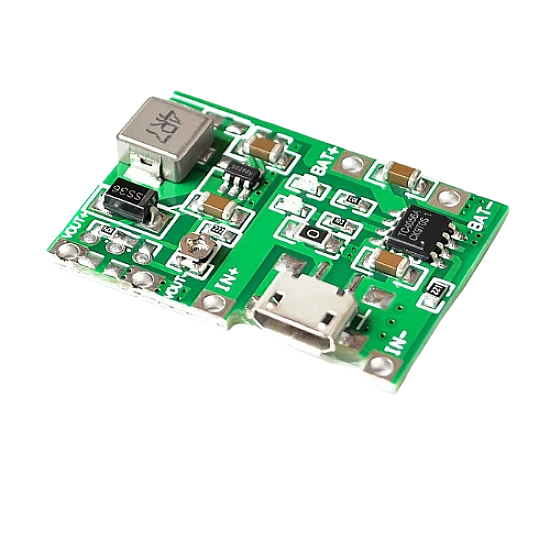 18650 DC-DC Step up 3.7V To 4V-18V 2A + Charge/Discharge Module رافع جهد و شاحن ليثيوم