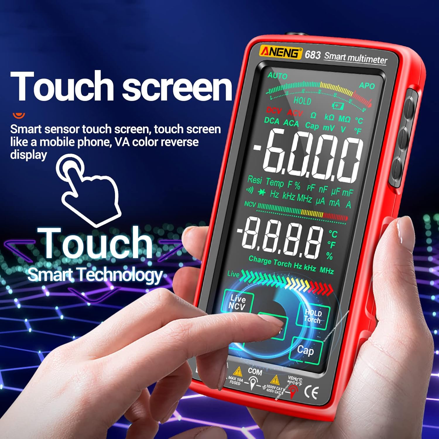ANENG 683 Touch Smart Multimeter 6000 Counts Rechargeable جهاز قياس شاشة لمس