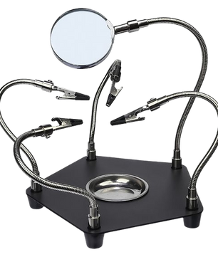 TE-806 Workbench 360° Rotation Welding Tool 5x Flexible Arms Clip & Magnifier حاملة لوحة العنكبوتية مع مكبر