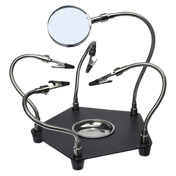 TE-806 Workbench 360° Rotation Welding Tool 5x Flexible Arms Clip & Magnifier حاملة لوحة مع مكبر