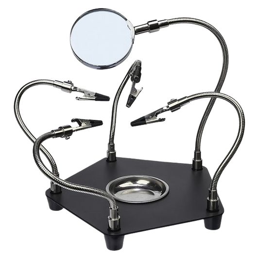 TE-806 Workbench 360° Rotation Welding Tool 5x Flexible Arms Clip & Magnifier حاملة لوحة العنكبوتية مع مكبر