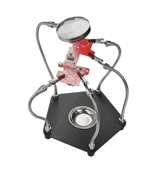 TE-806 Workbench 360° Rotation Welding Tool 5x Flexible Arms Clip & Magnifier حاملة لوحة العنكبوتية مع مكبر