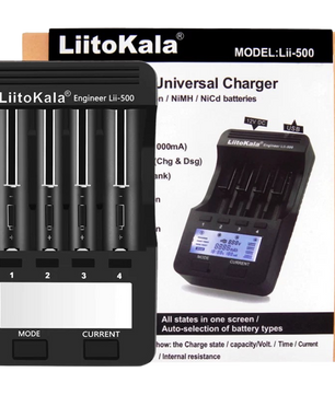 LiitoKala Lii-500 Smart Battery Charger Capacity Tester for Li-ion LiPo Ni-MH NiCd AA AAA 18650 26650 14500 شاحن بطاريات رباعي