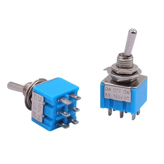 MTS-203 ON-OFF-ON Toggle Switch 6pins مفتاح أون-أوف-أون
