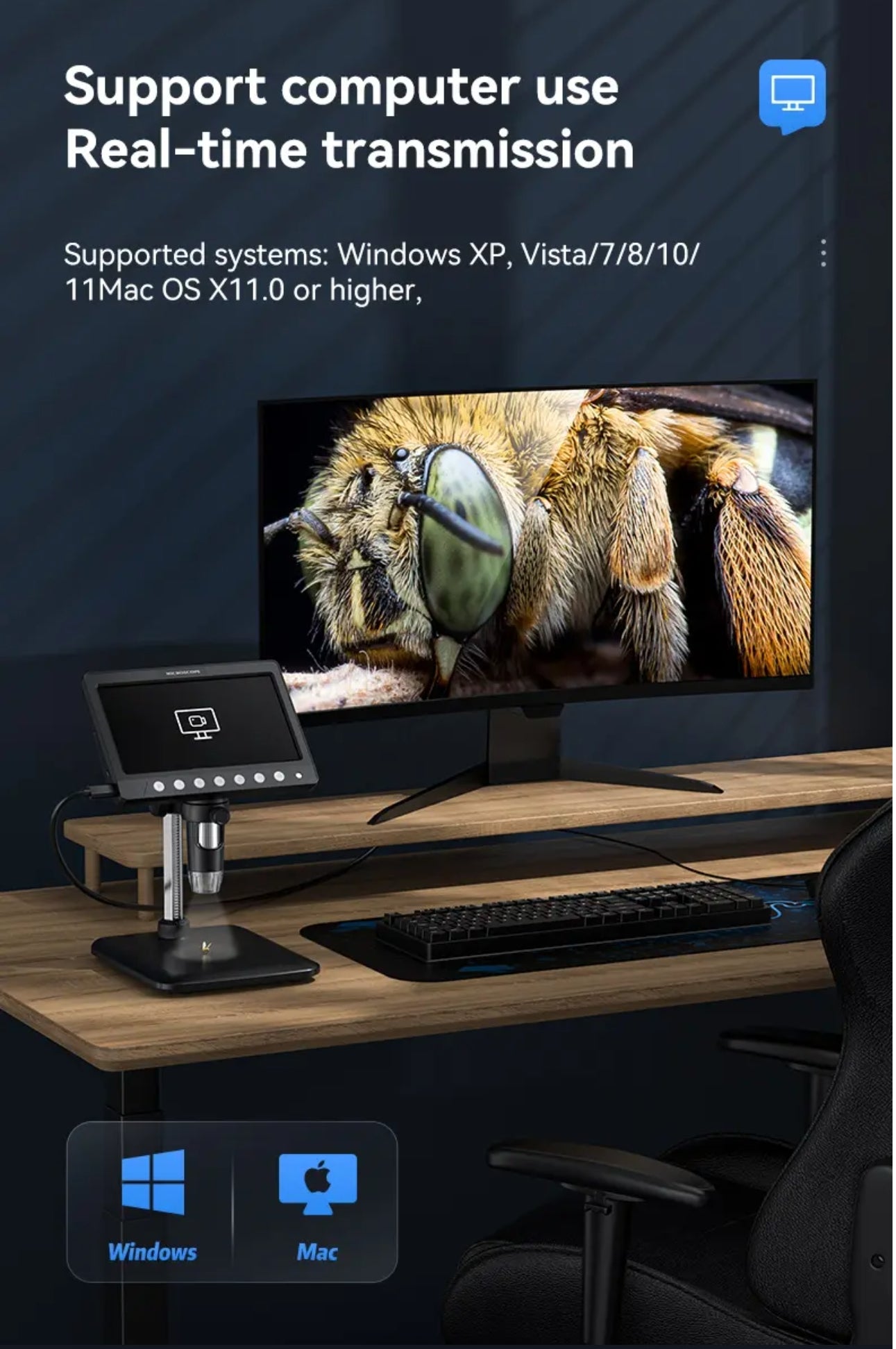 Digital Microscope 330H 7-Inch 50X-1200X with HDMI مكبر ديجيتال