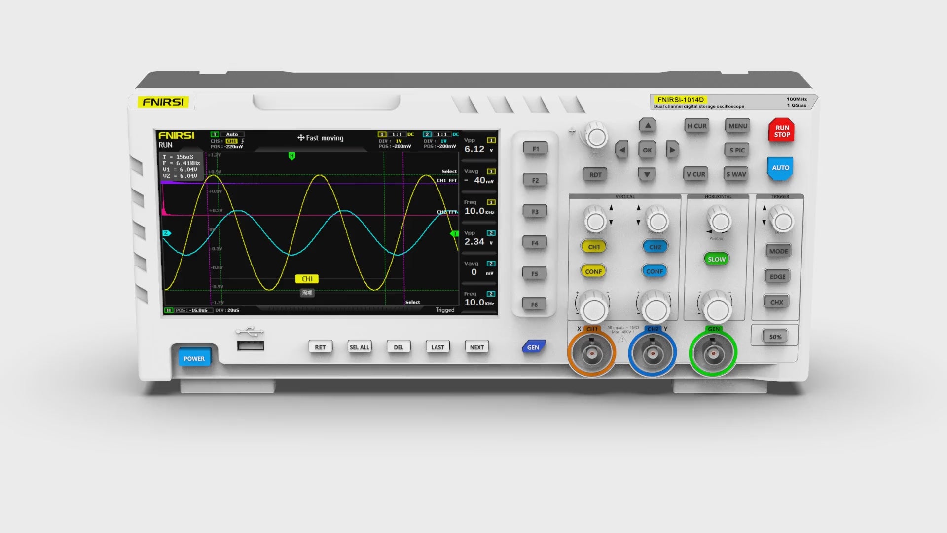 FNIRSI® 1014D 2 in 100Mhz Dual Channel Digital Storage Oscilloscope and DDS Signal Generator راسم و مولد إشارة