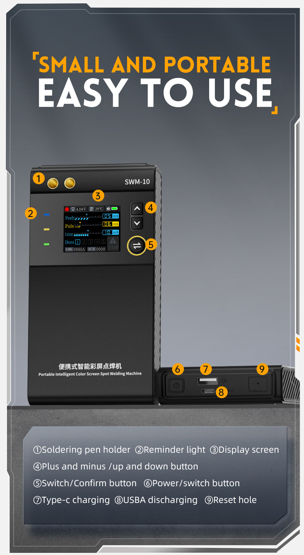 FNIRSI SWM-10 Portable Color screen spot welding machine كاوية نقطية
