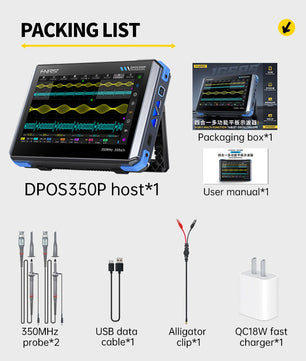 FNIRSI® DPOS350P 4-IN-1 350MHz 1GSPS Touch Screen Tablet Oscilloscope Signal Generator Spectrum Analyzer Frequency Response Analyzer