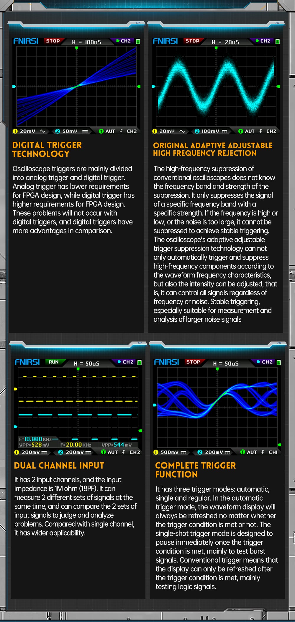 FNIRSI® DPOX180H 2 Channel 180MHZ 2-IN-1 Digial Phosphor Oscilloscope & Function Generator