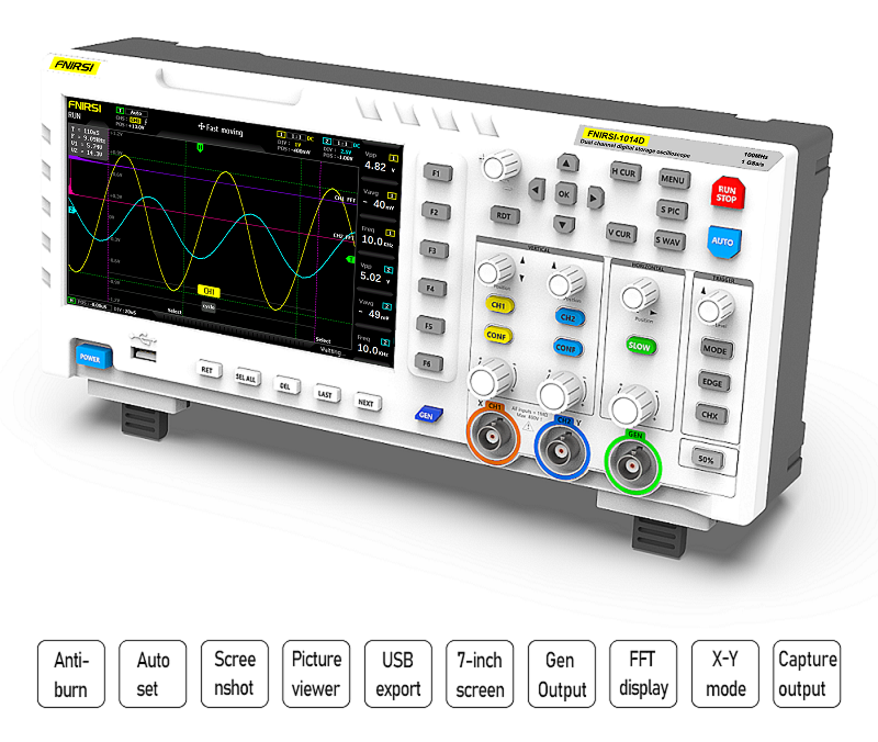 FNIRSI® 1014D 2 in 100Mhz Dual Channel Digital Storage Oscilloscope and DDS Signal Generator راسم و مولد إشارة