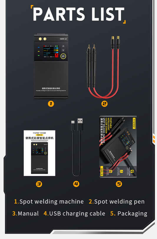 FNIRSI® SWM-10 Portable Intelligent Color Screen Spot Welding Machine كاوية نقطية