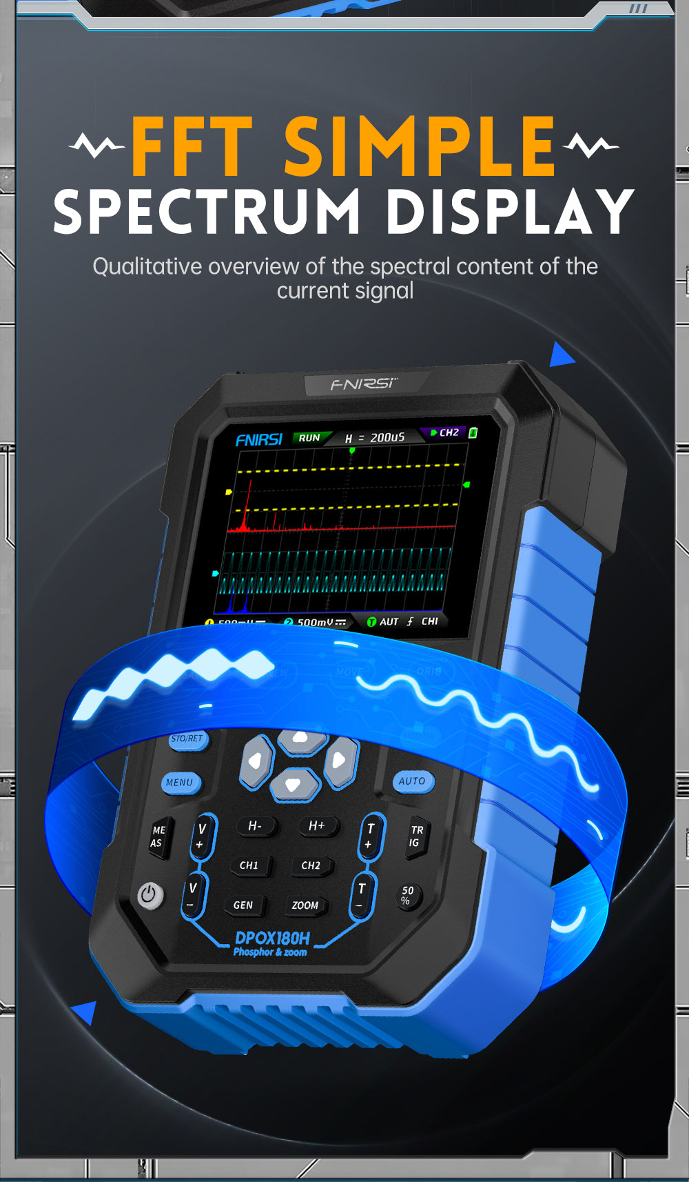 FNIRSI® DPOX180H 2 Channel 180MHZ 2-IN-1 Digial Phosphor Oscilloscope & Function Generator راسم و مولد إشارة