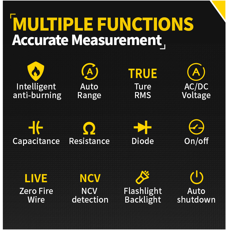 FNIRSI® MT-40 Smart Digital Multimeter 4000 Counts True RMS AC DC Voltage 600V Capacitance Ohm Hz NCV Live Wire Test Auto Range