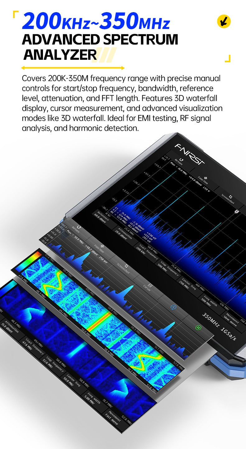FNIRSI® DPOS350P 4-IN-1 350MHz 1GSPS Touch Screen Tablet Oscilloscope Signal Generator Spectrum Analyzer Frequency Response Analyzer