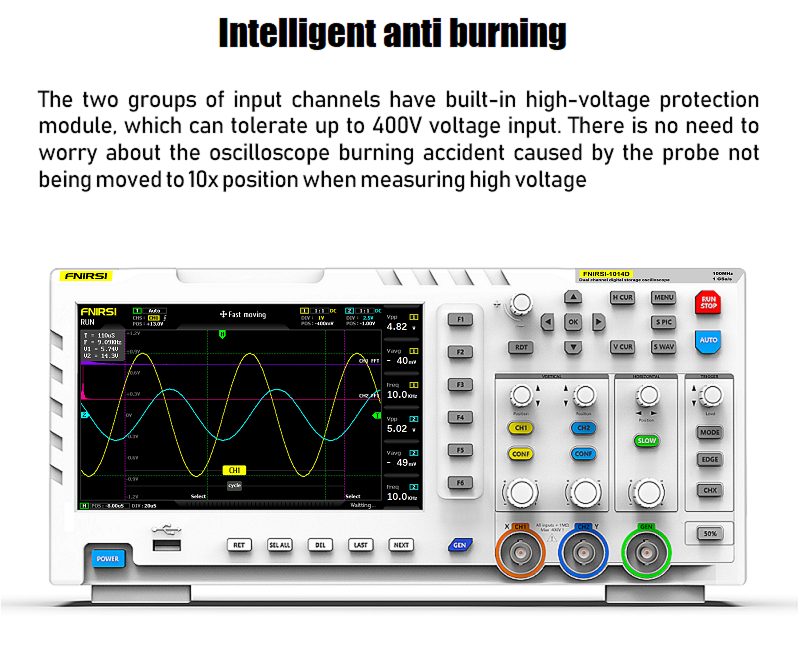 FNIRSI® 1014D 2 in 100Mhz Dual Channel Digital Storage Oscilloscope and DDS Signal Generator راسم و مولد إشارة