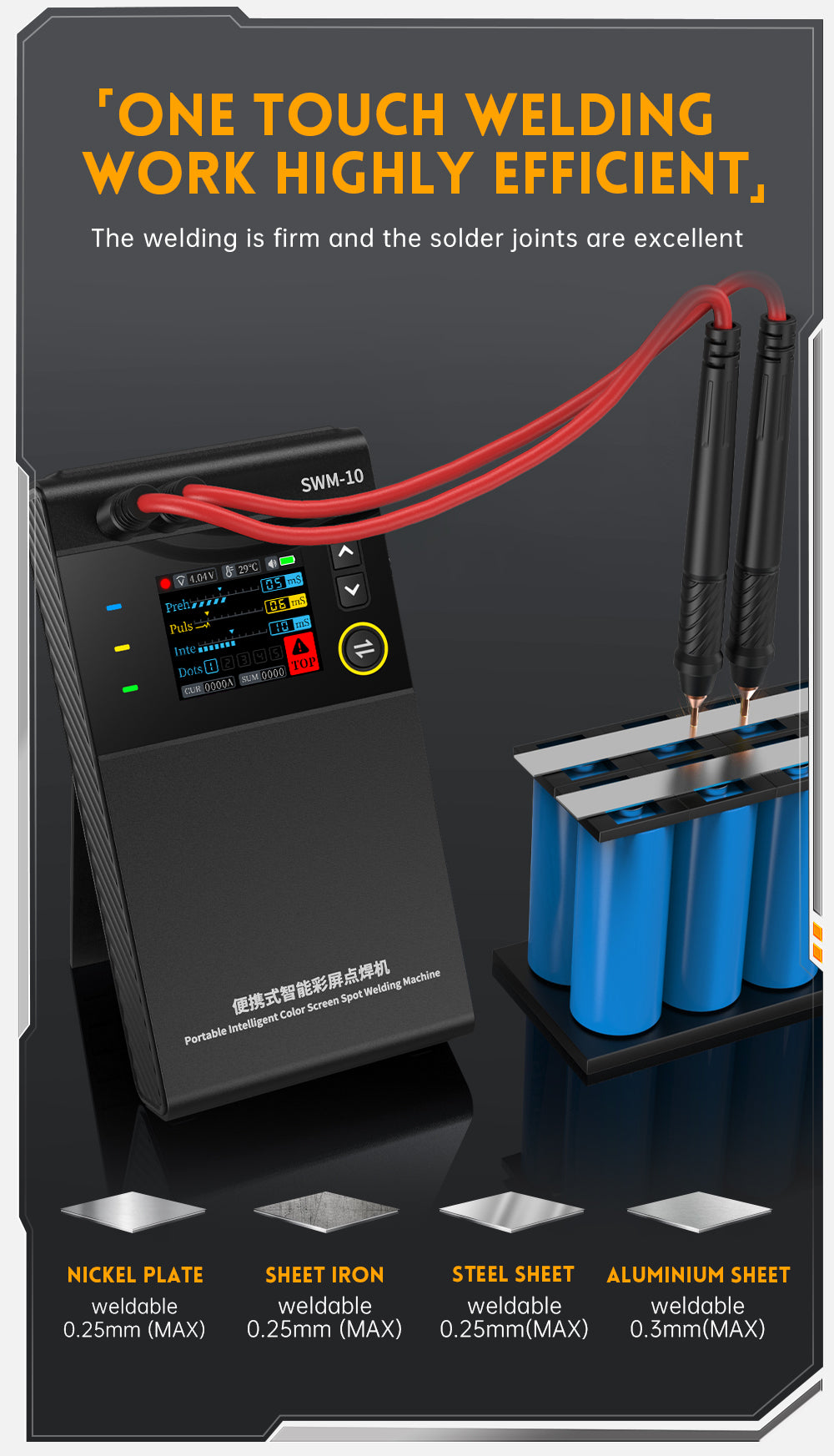 FNIRSI® SWM-10 Portable Intelligent Color Screen Spot Welding Machine كاوية نقطية