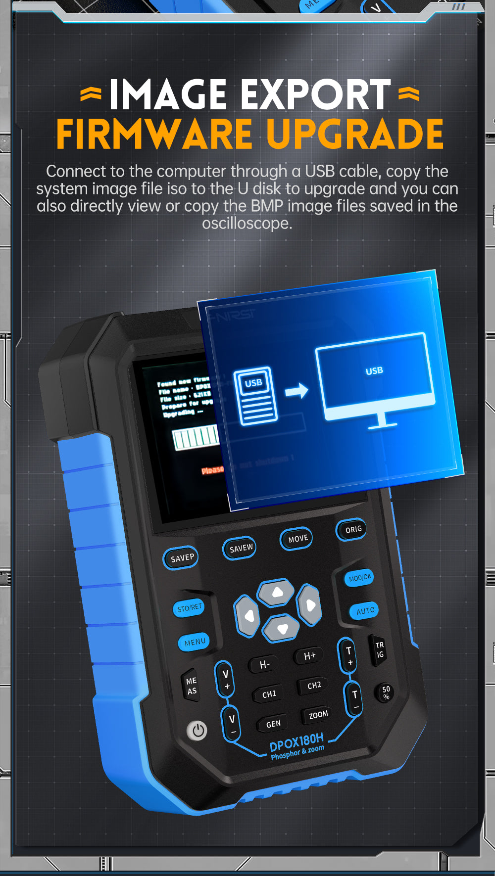 FNIRSI® DPOX180H 2 Channel 180MHZ 2-IN-1 Digial Phosphor Oscilloscope & Function Generator راسم و مولد إشارة