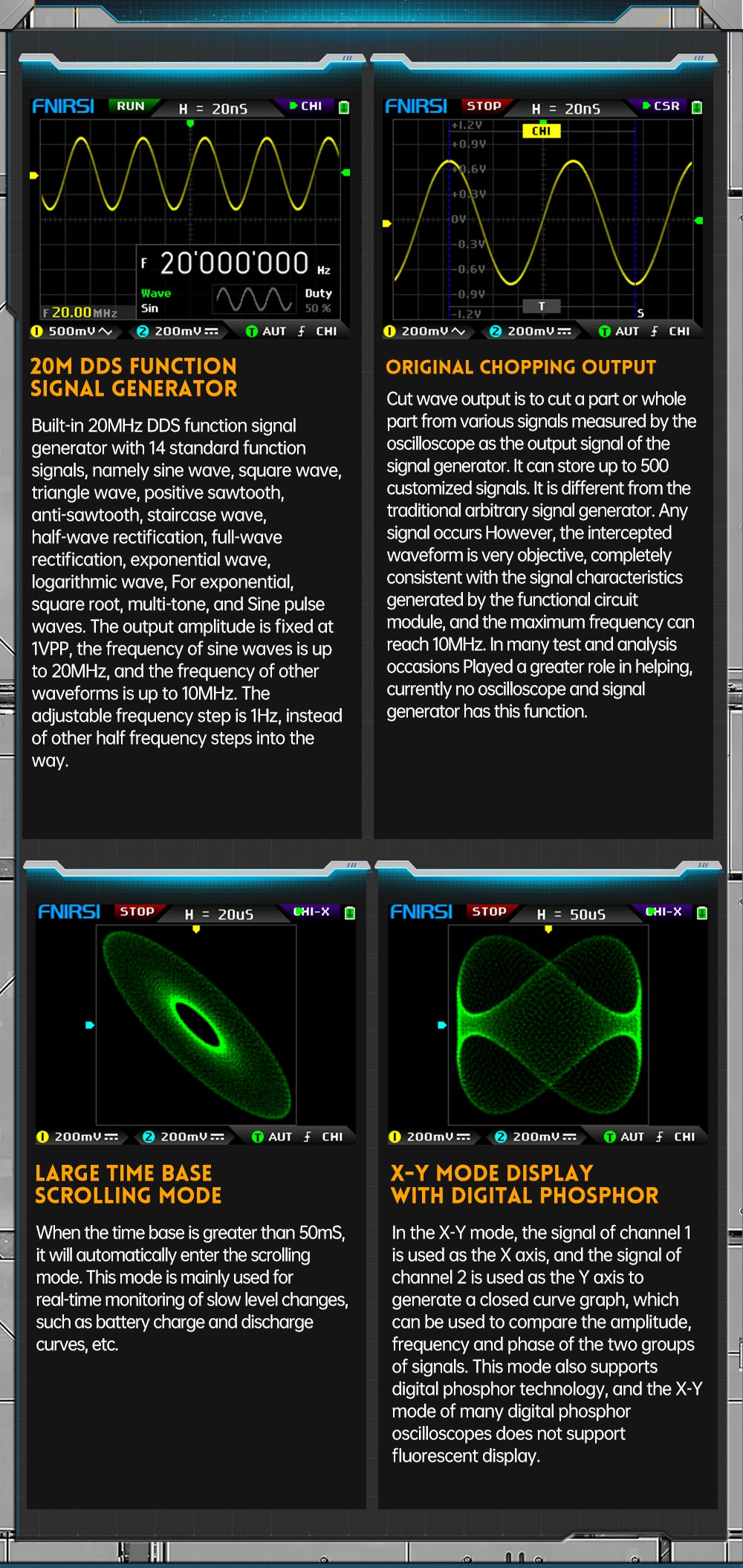 FNIRSI® DPOX180H 2 Channel 180MHZ 2-IN-1 Digial Phosphor Oscilloscope & Function Generator راسم و مولد إشارة